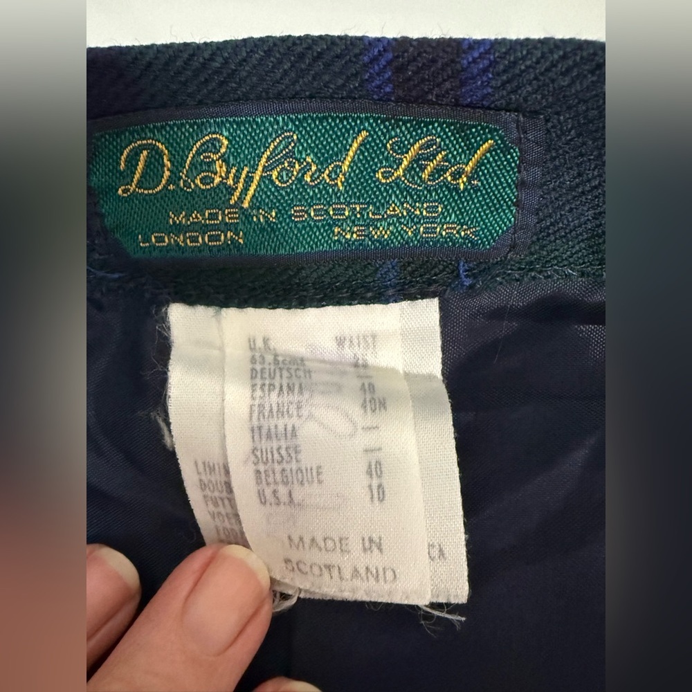 D. Byford tartan plaid Scottish wool culottes skirt pants side zip size 28 waist - Picture 4 of 10